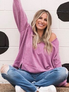 Pink Lily Mauve Pullover Sweatshirt
